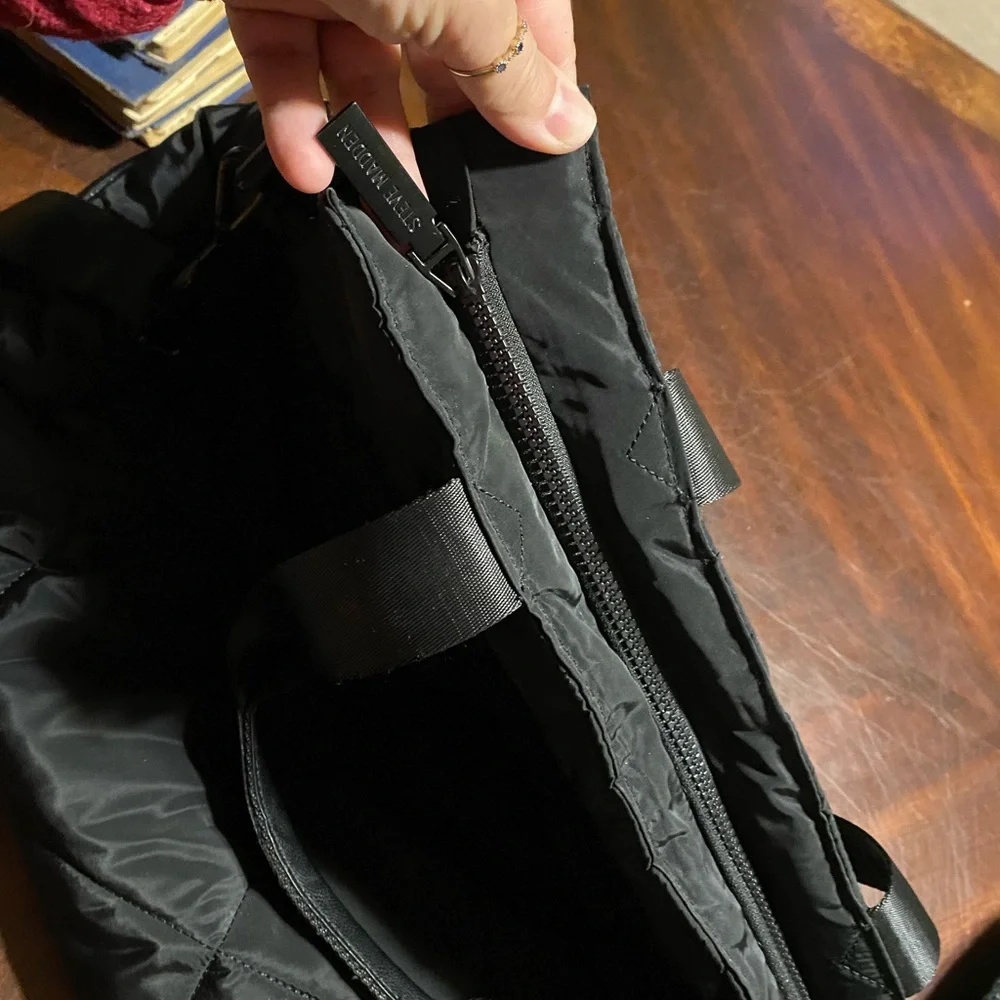 Steve Madden Quilted Black Duffel Bag